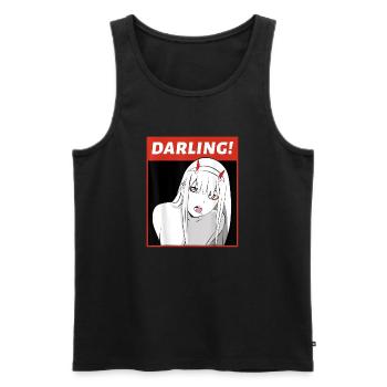 Anime Darling Arigato Senpai Hentai - Men's Premium Organic Tank Top - black - Front - AI Model Male 178 light (178cm)