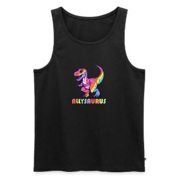 Dinosaurier Allysaurus Lustiger Regenbogen Transgender Dino - Männer Premium Bio Tank Top - Schwarz - Vorne - Michal (187cm)