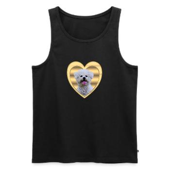 Bichon Frise - Dog Lover - Dog Heart - Men's Premium Organic Tank Top - black - Front - Michal (187cm)