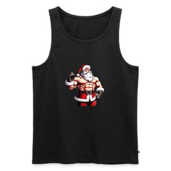 Santa the Strongman: Christmas Bodybuilder Attire - Men's Premium Organic Tank Top - black - Front - Michal (187cm)