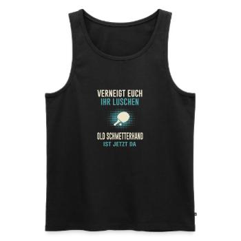 Old Schmetterhand lustiger Spruch Tischtennis - Männer Premium Bio Tank Top - Schwarz - Vorne - Michal (187cm)