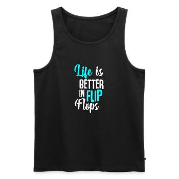 Das Leben ist besser in Flip Flops - Männer Premium Bio Tank Top - Schwarz - Vorne - AI Model Male 178 light (178cm)