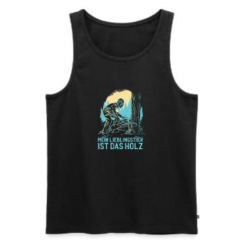 Holz Lieblingstier Waldarbeiter Forstwirt Herren - Männer Premium Bio Tank Top - Schwarz - Vorne - Michal (187cm)