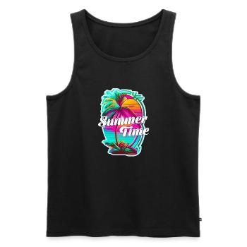 Summer Time - Beach and Summer - Men's Premium Organic Tank Top - black - Front - AI Model Male 178 light (178cm)