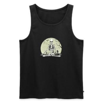 Méditer Squelette Lotus Yoga Moon Balance Joke - Débardeur bio Premium Homme - noir - Devant - Michal (187cm)