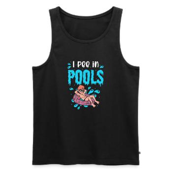 Lustiger Pool -Begleiter, Pinke Ich In Pools - Männer Premium Bio Tank Top - Schwarz - Vorne - AI Model Male 178 light (178cm)