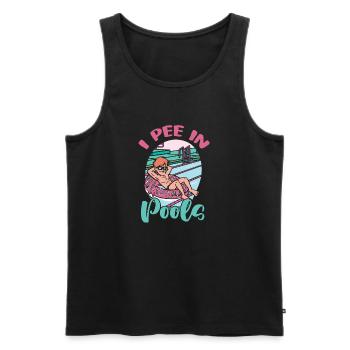 Ich Pinkle In Öffentlichen Pools Lustige - Männer Premium Bio Tank Top - Schwarz - Vorne - Michal (187cm)