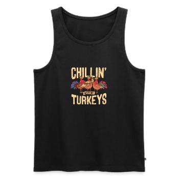Chillin With My Turkeys Thanksgiving Autumn Autumn - Men's Premium Organic Tank Top - black - Front - Michal (187cm)