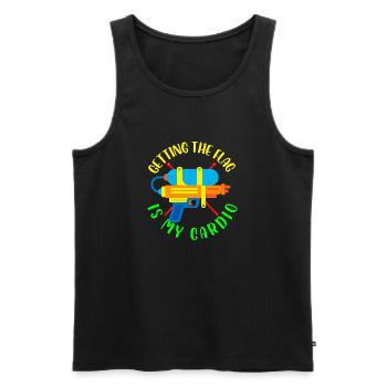 Getting the flag is my cardio | Laser tag player - Men's Premium Organic Tank Top - black - Front - Michal (187cm)