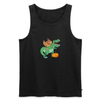 Thanksgiving Day T Rex Dabbing Türkei lustig Dinos - Männer Premium Bio Tank Top - Schwarz - Vorne - Michal (187cm)