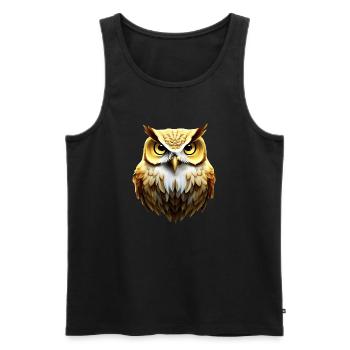 Eule - Männer Premium Bio Tank Top - Schwarz - Vorne - AI Model Male 178 light (178cm)