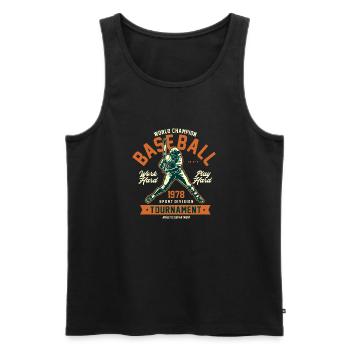 Baseball graphic - Men's Premium Organic Tank Top - black - Front - AI Model Male 178 light (178cm)
