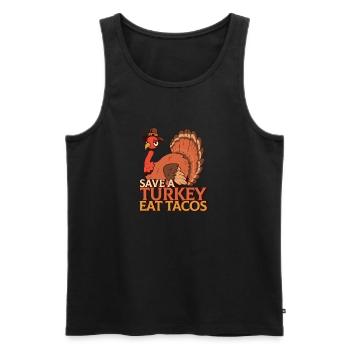 Save A Turkey Eat Tacos Mexican Funny Thanksgiving - Men's Premium Organic Tank Top - black - Front - Michal (187cm)