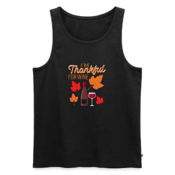 Je suis reconnaissant pour Wine Funny Thanksgiving - Débardeur bio Premium Homme - noir - Devant - Michal (187cm)