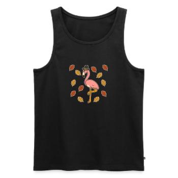 Pilgrim Pink Flamingo Thanksgiving Autumn Animal Love - Men's Premium Organic Tank Top - black - Front - Michal (187cm)