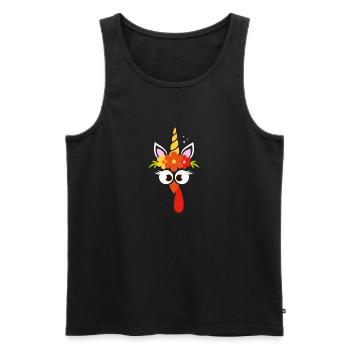 Cute Turkey Unicorn Face Funny Thanks - Men's Premium Organic Tank Top - black - Front - Michal (187cm)