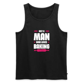 Man Loves Baking - Men's Premium Organic Tank Top - black - Front - Michal (187cm)