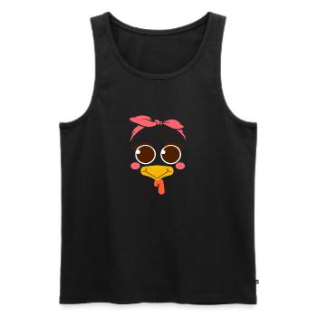 Cute Turkey Face Bow Funny Thanks - Men's Premium Organic Tank Top - black - Front - Michal (187cm)