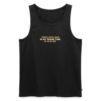 Ich Ringe Grizzlybären In Meiner Freizeit Relax Wortspiel - Männer Premium Bio Tank Top - Schwarz - Vorne - Michal (187cm)