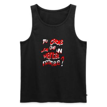 tee shirt humour - Débardeur bio Premium Homme - noir - Devant - Michal (187cm)
