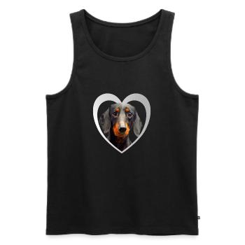 Hundeliebhaber - Hunde Herz - Dackel - Männer Premium Bio Tank Top - Schwarz - Vorne - Michal (187cm)
