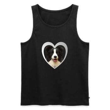 Dog Lovers - Dogs Heart - Border Collie - Men's Premium Organic Tank Top - black - Front - Michal (187cm)