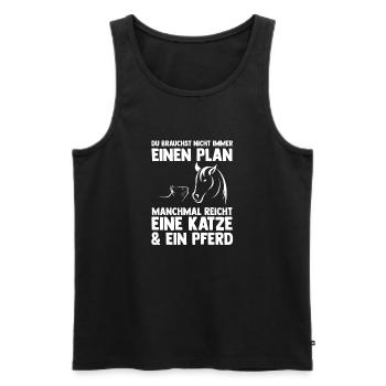 Katzen Pferdeliebhaber Katzenliebhaber Pferde - Männer Premium Bio Tank Top - Schwarz - Vorne - AI Model Male 178 light (178cm)