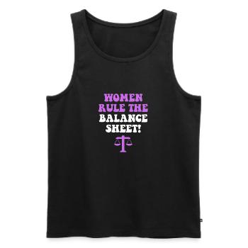 Frauen beherrschen die Bilanz - Männer Premium Bio Tank Top - Schwarz - Vorne - AI Model Male 178 light (178cm)