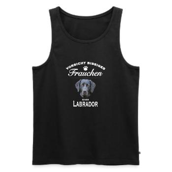 Vorsicht - Bissiges Frauchen - Labrador - Männer Premium Bio Tank Top - Schwarz - Vorne - Michal (187cm)