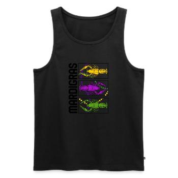Mardi Gras Fleur De Lis Shirt, Crawfish Mardi - Men's Premium Organic Tank Top - black - Front - AI Model Male 178 light (178cm)