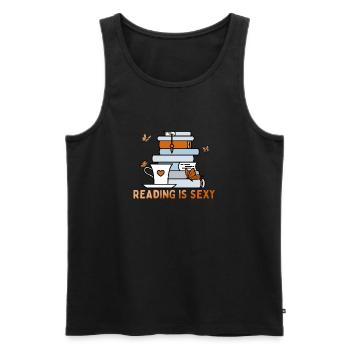La lecture est sexy amoureux des livres introverti - Débardeur bio Premium Homme - noir - Devant - Michal (187cm)
