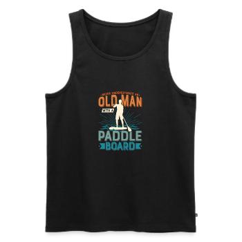 Never Underestimate An Old Man With A Paddle Board - Männer Premium Bio Tank Top - Schwarz - Vorne - Michal (187cm)