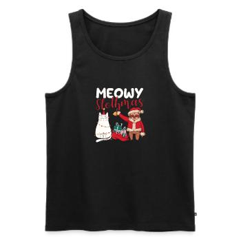 Meow Sloth Cat Sloth Merry Christmas - Men's Premium Organic Tank Top - black - Front - AI Model Male 178 light (178cm)