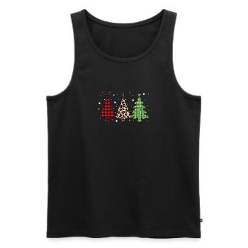 Merry Christmas Buffalo Trees Leopard Plaid Print - Men's Premium Organic Tank Top - black - Front - Michal (187cm)