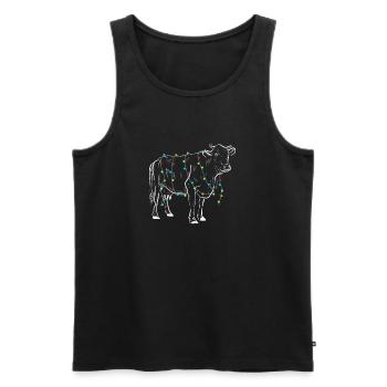 Vache Lumières de Noël Famille Amoureux des neiges - Débardeur bio Premium Homme - noir - Devant - AI Model Male 178 light (178cm)