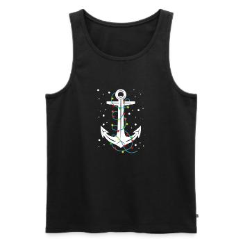 Navigation de plaisance Lumières de Noël Ancre Santa Sail - Débardeur bio Premium Homme - noir - Devant - Michal (187cm)