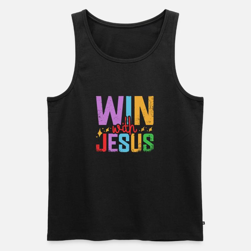 Vbs-kader Gewinnen Mit Jesus Christus - Männer Premium Bio Tank Top - Schwarz