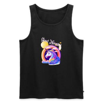 Guten Morgen Einhorn, bring mich durch den Tag - Männer Premium Bio Tank Top - Schwarz - Vorne - Michal (187cm)