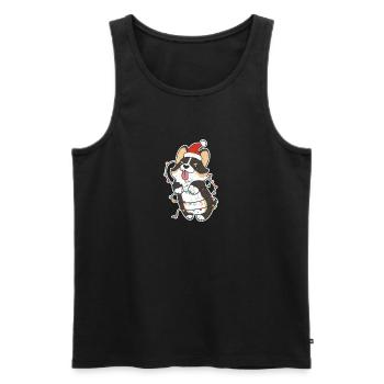Corgi Weihnachtsmann Weihnachtsbaum Lichter Xmas - Männer Premium Bio Tank Top - Schwarz - Vorne - Michal (187cm)