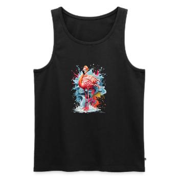 Tropical Colorful Flamingo Water Colour Splash - Men's Premium Organic Tank Top - black - Front - Michal (187cm)