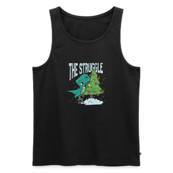 The Battle Funny Dinosaur Christmas Tree Rex Xma - Men's Premium Organic Tank Top - black - Front - Michal (187cm)