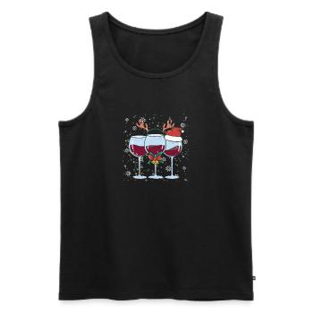 Funny Wine Christmas Santa Hat Xmas Lights - Men's Premium Organic Tank Top - black - Front - Michal (187cm)