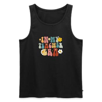 Groovy In My Teacher Era Back to School Teacher - Men's Premium Organic Tank Top - black - Front - Michal (187cm)