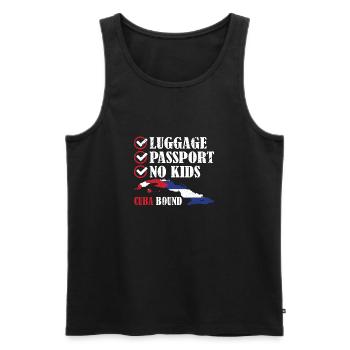 Luggage Passport No Kids Cuba Bound Vacation Trip - Men's Premium Organic Tank Top - black - Front - AI Model Male 178 light (178cm)