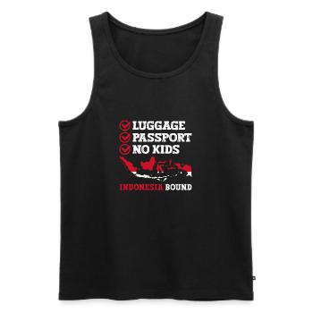 Passeport bagage Pas d’enfants Indonésie Bound Vacances - Débardeur bio Premium Homme - noir - Devant - Michal (187cm)