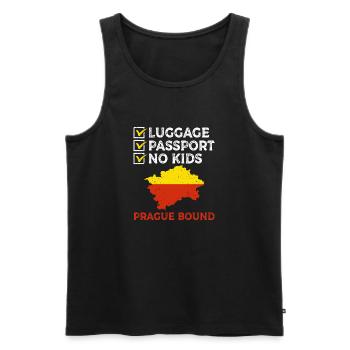 Luggage Passport No Kids Prague Bound Holiday Trip - Men's Premium Organic Tank Top - black - Front - AI Model Male 178 light (178cm)