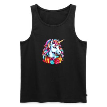 Einhorn Motto Weihnachtsfeier - Niedliches Einhorn - Männer Premium Bio Tank Top - Schwarz - Vorne - AI Model Male 178 light (178cm)