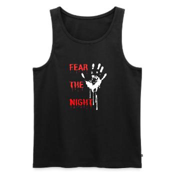 "Fear the Night", Horror and Fear - Men's Premium Organic Tank Top - black - Front - AI Model Male 178 light (178cm)