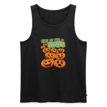 "Pumpkin Squad", Kürbis Erwachen Halloween - Männer Premium Bio Tank Top - Schwarz - Vorne - AI Model Male 178 light (178cm)
