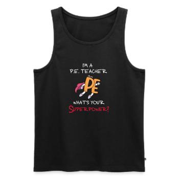 Sportlehrer Superkraft. Amerikanisch PE Physisch - Männer Premium Bio Tank Top - Schwarz - Vorne - Michal (187cm)